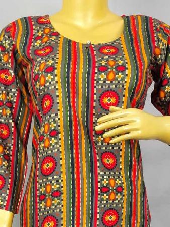 Red Lined Plain Kurti